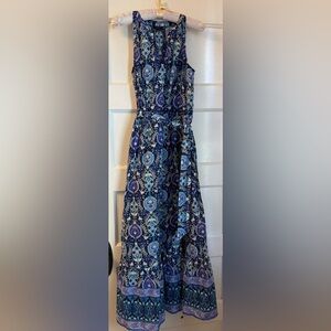 Floral Blue and Purple Women's Dress - Talbot's